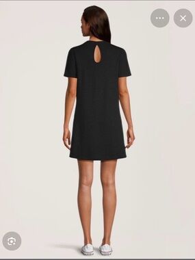 Farwest Black Short-Sleeve Keyhole Back Shift Dress - Women